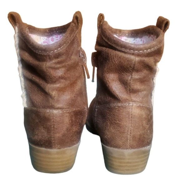 GIRLs Size 6 Med JUMPING BEANS Tan FAUX Leather COWGIRL Boots EUC - Picture 5 of 9